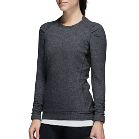 Lululemon 2 Womens Think Fast Long Sleeve Tee Herringbone Gray Gym Running - Picture 1 of 10